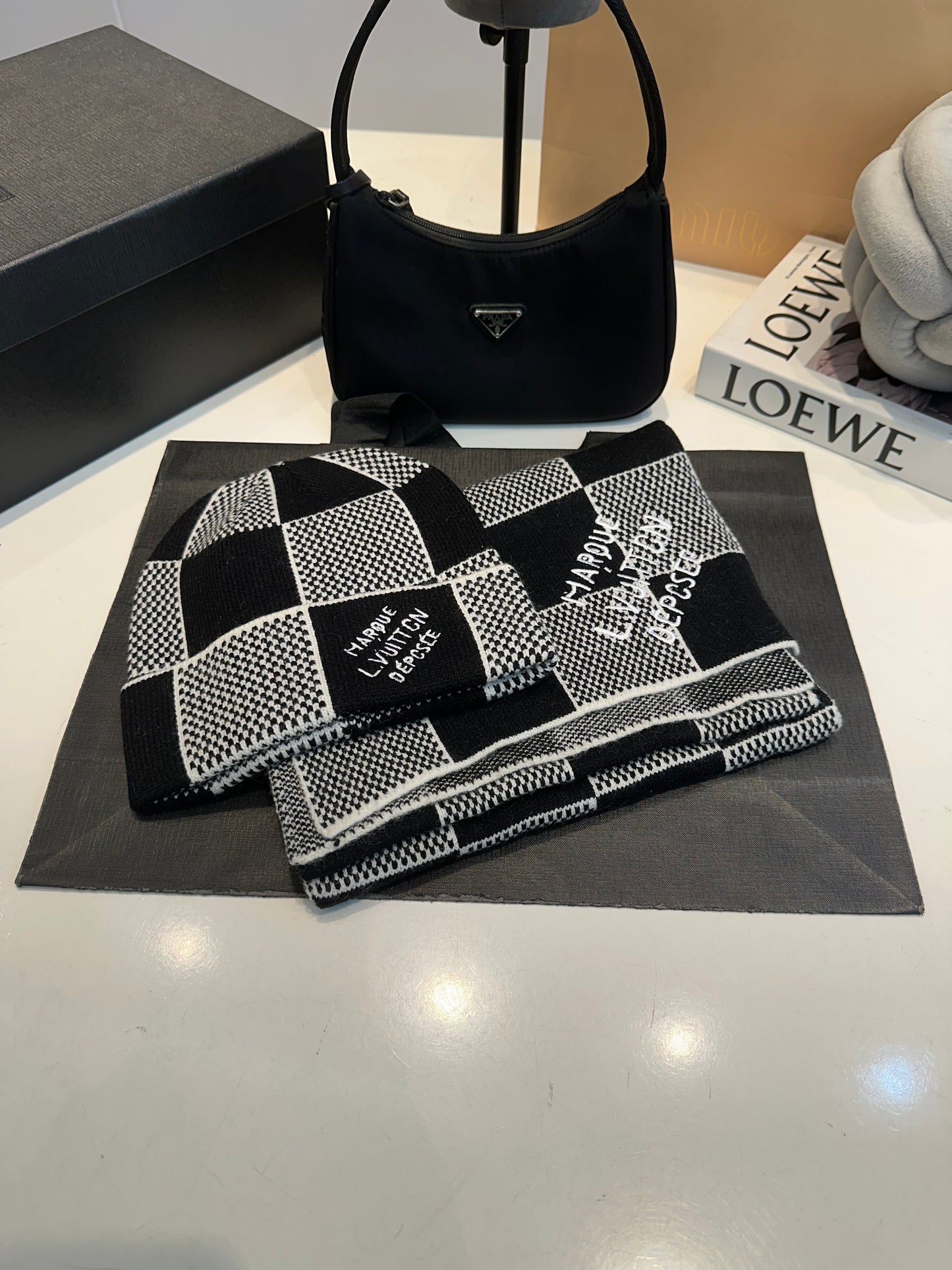 Louis Vuitton Damier Scarf Set